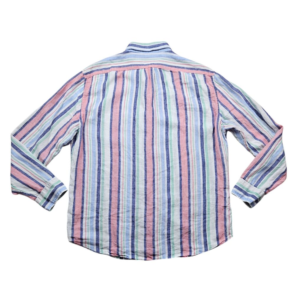 J Crew Slim Shirt Mens XL Striped Baird McNutt 100% Irish Linen Long Sleeve - Picture 7 of 11